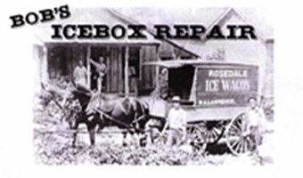 Bob's vintage horse-drawn ice wagon